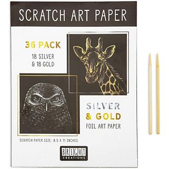 36 Scratch Sheets With 2 Wooden Styluses For Art (8.5 X 11 in