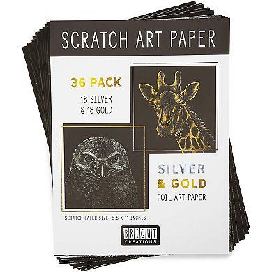36 Scratch Sheets With 2 Wooden Styluses For Art (8.5 X 11 In)