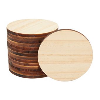 15 Pack Unfinished Wooden Circle Coaster Wood Round Cutout Slices For Diy, 4 in