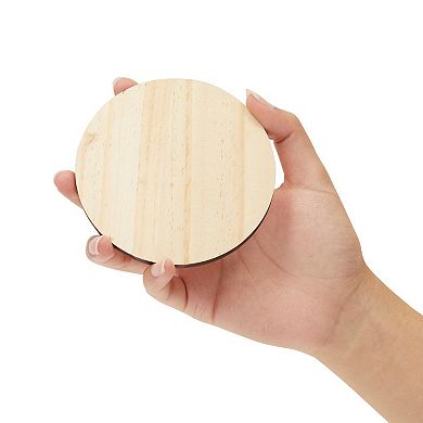 15 Pack Unfinished Wooden Circle Coaster Wood Round Cutout Slices For Diy, 4 In