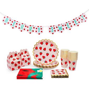 Serves 24 Strawberry Party Supplies, Berry Sweet Party Decorations & Favor Boxes