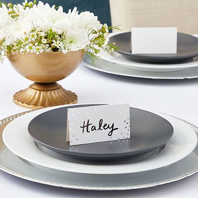 100 Pack Wedding Name Place Cards For Table, Silver Polka Dot Cards, 2x3.5 In