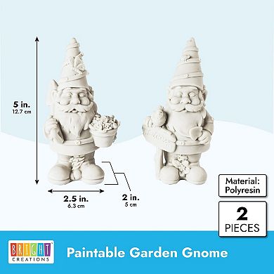 2 Pack Paint Your Own Gnome Statues, Blank Ceramics To Paint For Adults (5 In)