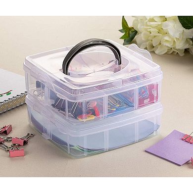 2-pack Craft Organizer Box, Craft Storage Organizer Container, Plastic Organizer