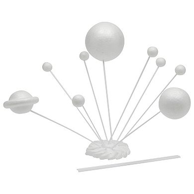 22 Piece 3d Solar System Model Kit For Crafts, White Foam Balls And Dowels