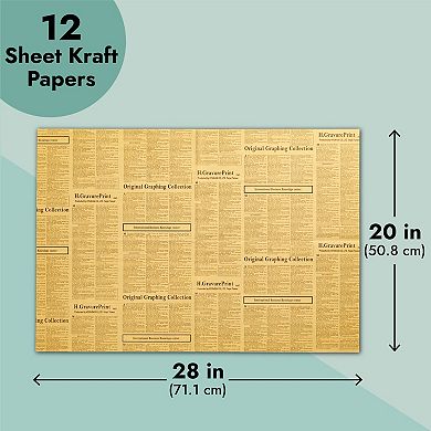 12 Sheets Of Kraft Paper Newspaper Wrapping Paper For Moving, Packing, 28 X 20"