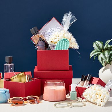 4 Pack Square Nesting Gift Boxes, Decorative Boxes With Lids In 4 Sizes, Red