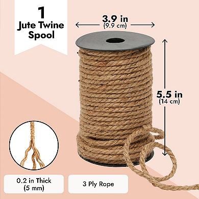 100 Feet 5mm Thick Twisted Nautical Rope For Crafts And Gift Wrapping Brown)