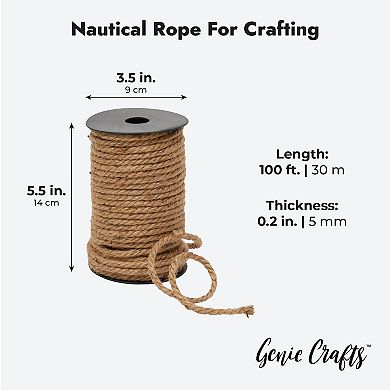 100 Feet 5mm Thick Twisted Nautical Rope For Crafts And Gift Wrapping Brown)