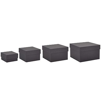 4 Pack Square Nesting Gift Boxes, Decorative Boxes With Lids In 4 Sizes, Black