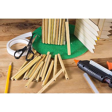 100 Pack Bamboo Sticks For Crafts, 5.2 Inches Long And 0.26-0.37 Inches Thick