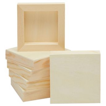4x4 Small Wood Canvas Panel Boards For Painting Crafts, 6 Pack
