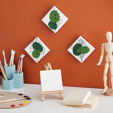 4x4 Small Wood Canvas Panel Boards For Painting Crafts, 6 Pack