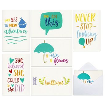 48 Count Inspirational Quote Cards And Envelopes, Kindness Gifts, 6 Designs, 4x6