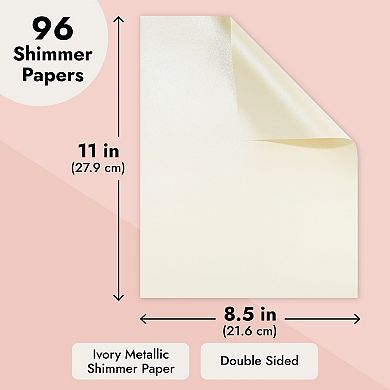 96-pack Ivory Metallic Papers, Double Sided, Laser Printer Compatible, 8.5"x11"