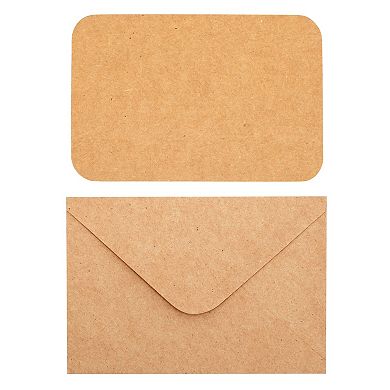 48 Pack Kraft Blank Postcards For Mailing With Envelopes, Rounded Corner 4x6”