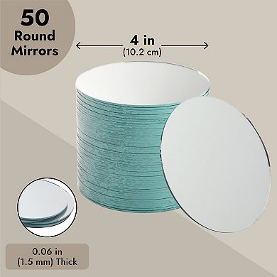 50-pack Small Round Mirrors For Crafts, 4-inch Glass Tile Circles For Wall Decor