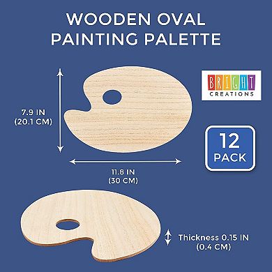 12 Pack Wood Paint Pallet Palette Holder Tray For Acrylic Oil Watercolor, 12x8"