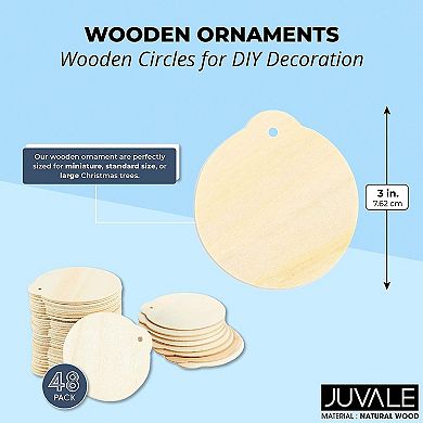 48 Pack Diy Wooden Disk Christmas Tree Decorations, Blank 3 In Wood Ornaments