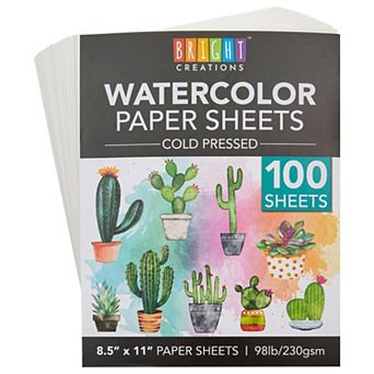 100 Sheets Cold Press Watercolor Paper For Artists, Beginners, 8.5 X 11 in