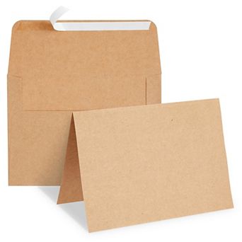 50 Pack Blank A7 Kraft Paper Cards And Envelopes, All Occasion 5x7 Note Cards