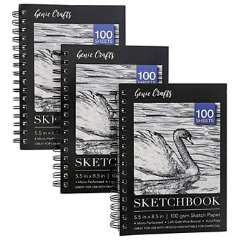 3-pack Art Sketchbook, Spiral Bound Notebook With Acid Free Paper, 5.5 X 8.5"