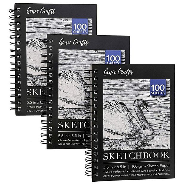 3-pack Art Sketchbook, Spiral Bound Notebook With Acid Free Paper