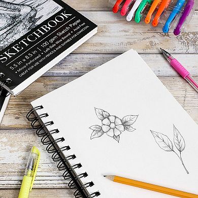 3-pack Art Sketchbook, Spiral Bound Notebook With Acid Free Paper, 5.5 X 8.5"