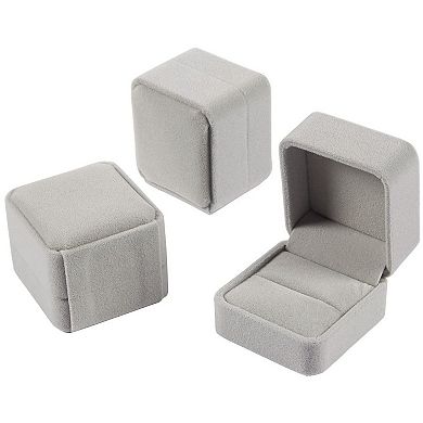 6 Pcs Jewelry Box Set, Velvet Gift Box & Single Ring Box Case For Proposal, Grey