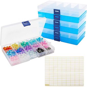 6 Pack Plastic Bead Organizer Container, Earring Storage With Divider, 7x4x1 In