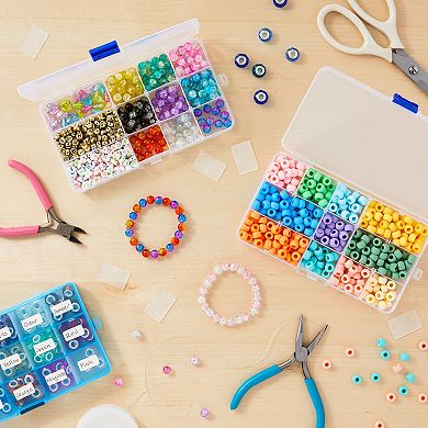6 Pack Plastic Bead Organizer Container, Earring Storage With Divider, 7x4x1 In