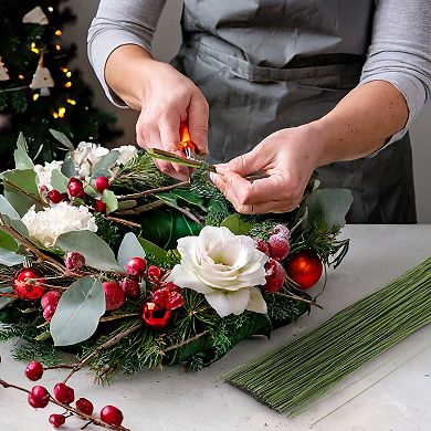 300 Pieces Green 18 Gauge Floral Wire For Diy Crafts, Artificial Flowers, 16 In