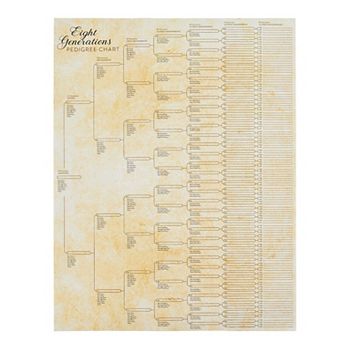 15 Pack Family Tree Charts To Fill In, Eight Generation Genealogy Poster, 17x22"