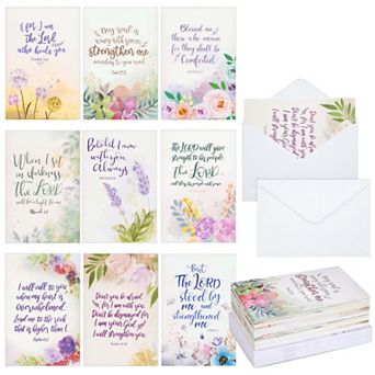 36 Pack Religious Sympathy Cards With Envelopes, Watercolor Floral Designs, 4x6"