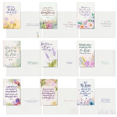 36 Pack Religious Sympathy Cards With Envelopes, Watercolor Floral Designs, 4x6"