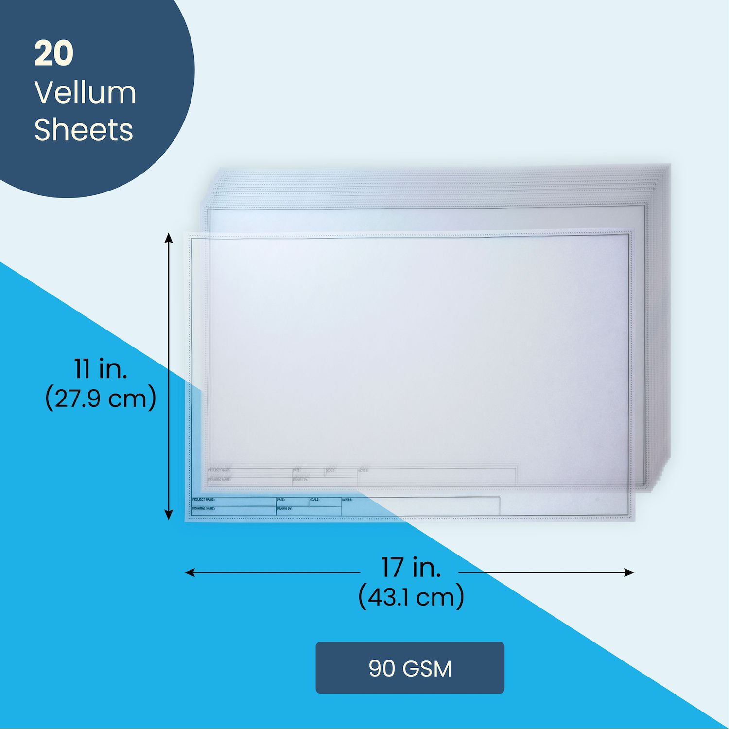 Vellum Sheets Pacific Arc Drafting - 18x24 Inch 100% Rag Paper With ...