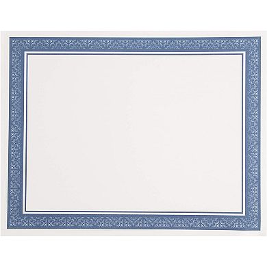 50 Pack Blank Certificate Printer Paper Blue Floral Border  8.5" X 11"