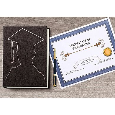 50 Pack Blank Certificate Printer Paper Blue Floral Border 8.5" X 11"