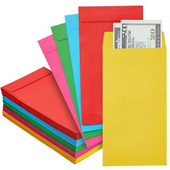 100 Pack Colorful Money Envelopes For Cash, Payroll, Money Saving (3.5x6.5 Inch)
