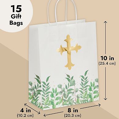 15 Pack Of Religious Party Favor Gift Bags, Confirmation Gift Bags, 10 X 8 X 4"