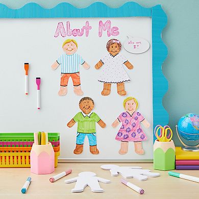 Paper Shapes Of Boy And Girl, Pack Of 48 Blank Paper Kid Shaped People Cutouts