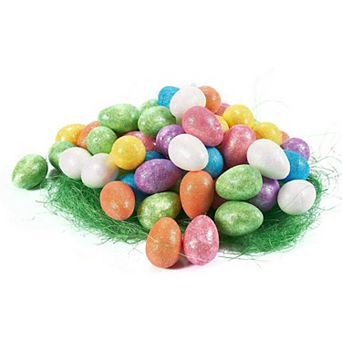 72x Easter Small Sparkling Foam Easter Bunny Eggs Ornaments For Diy Crafts Décor