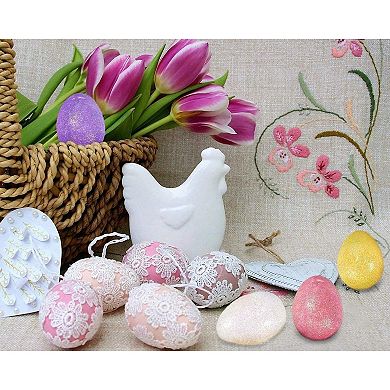 72x Easter Small Sparkling Foam Easter Bunny Eggs Ornaments For Diy Crafts Décor