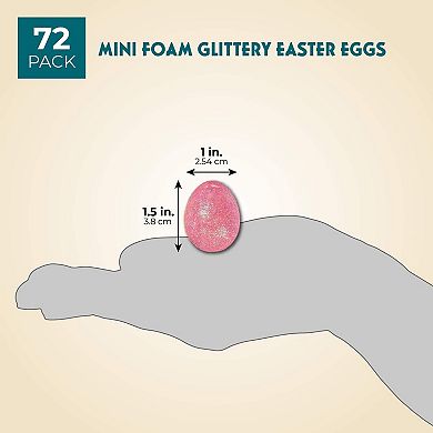 72x Easter Small Sparkling Foam Easter Bunny Eggs Ornaments For Diy Crafts Décor