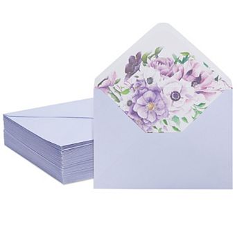 Lavender A7 Envelopes With Floral Liner For Invitations (7.25 X 5.25 in 50x)