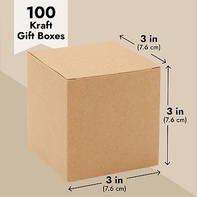 100 Kraft Paper Gift Box Wrapping Brown Cupcake Container For Party Favor, 3x3x3