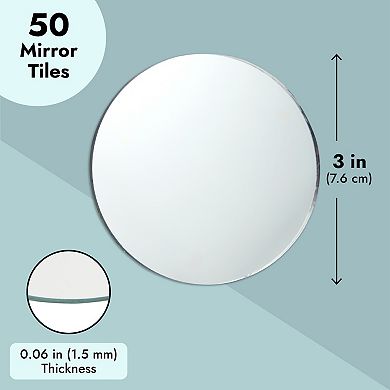 50-pack Small Round Mirrors For Crafts, 3-inch Glass Tile Circles For Wall Decor