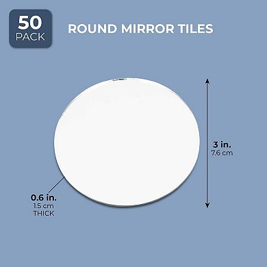 50-pack Small Round Mirrors For Crafts, 3-inch Glass Tile Circles For Wall Decor
