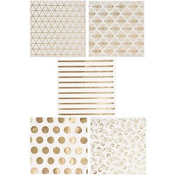 100 Pack White And Gold Cocktail Napkins, Disposable Party Napkins, 5 in