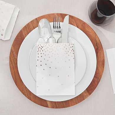 100 Rose Gold Foil Dots Paper Treat Bags For Cookies, Candy Buffet, 5 X 7.5 In